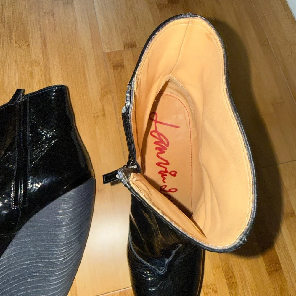 Lanvin Patent Platform Wedge Ankle Boots - Picture 5 of 7